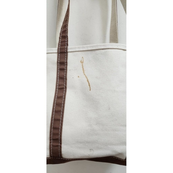 L.L.Bean Boat and Tote Canvas Bag Small White Brown Monogram CMA Made in USA - Picture 4 of 13